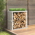 Houtblok Houder voor Buiten van Massief Grenenhout - Wit / 108 x 52 x 106 cm - Brandhoutrekken