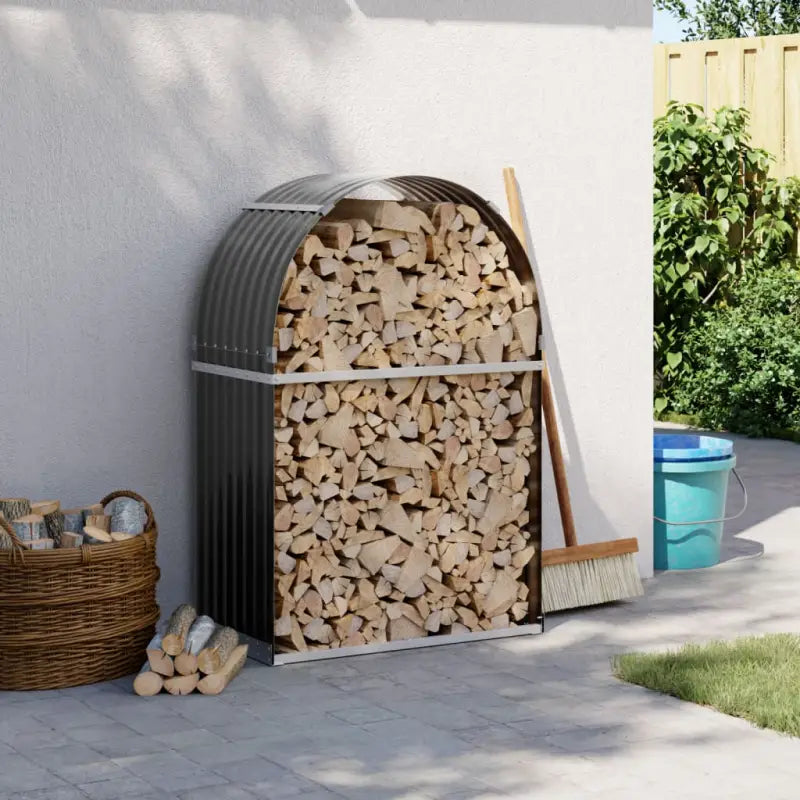 Houtblokhouder van gegalvaniseerd staal voor nette opslag - Antraciet / 80 x 45 x 120 cm - Brandhoutrekken