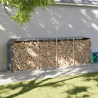 Houtblokhouder van gegalvaniseerd staal voor nette opslag - Antraciet / 300 x 45 x 100 cm - Brandhoutrekken
