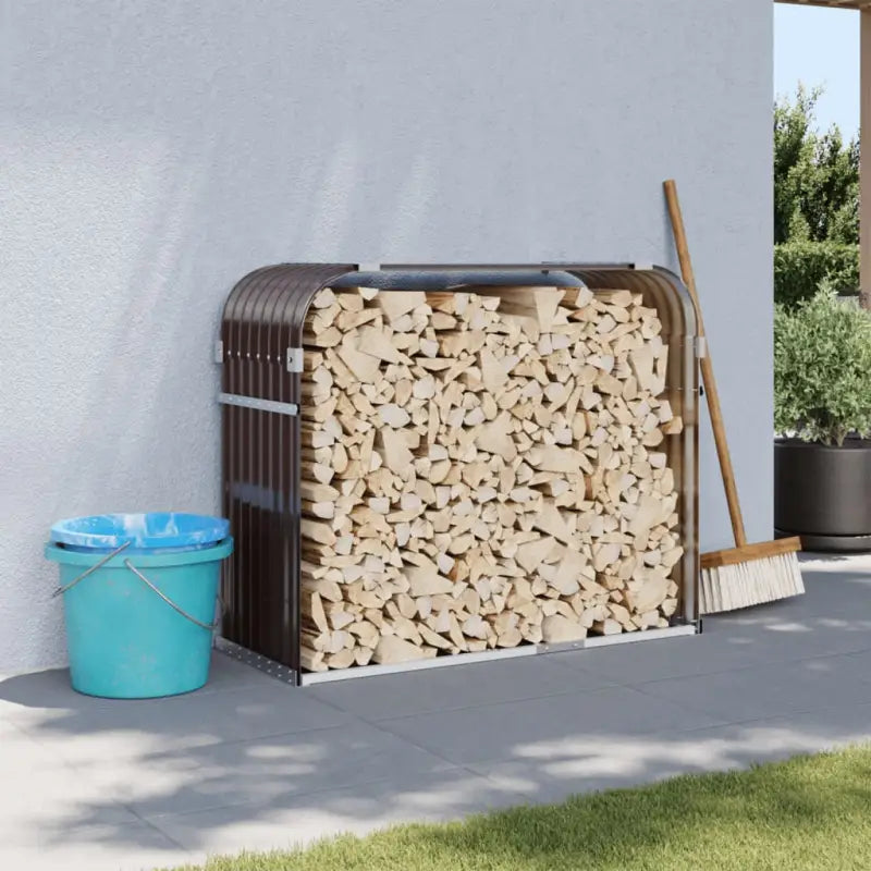 Houtblokhouder van gegalvaniseerd staal voor nette opslag - Bruin / 120 x 45 x 100 cm - Brandhoutrekken