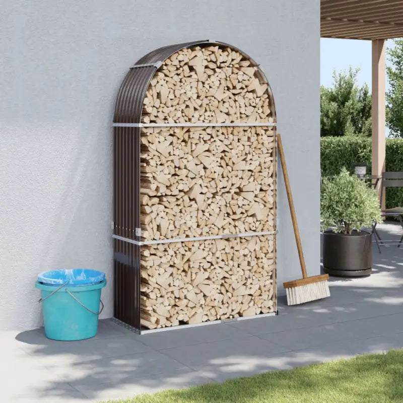 Houtblokhouder van gegalvaniseerd staal voor nette opslag - Bruin / 120 x 45 x 210 cm - Brandhoutrekken
