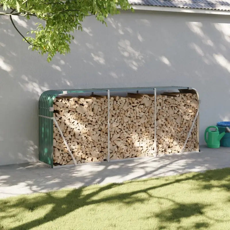 Houtblokhouder van gegalvaniseerd staal voor nette opslag - Groen / 234 x 45 x 100 cm - Brandhoutrekken