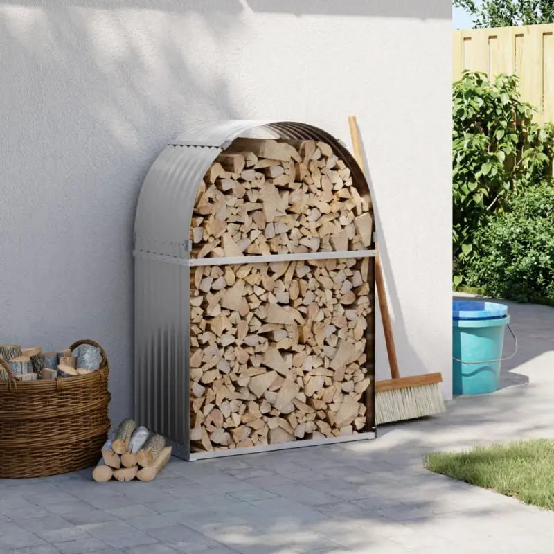 Houtblokhouder van gegalvaniseerd staal voor nette opslag - Lichtgrijs / 80 x 45 x 120 cm - Brandhoutrekken