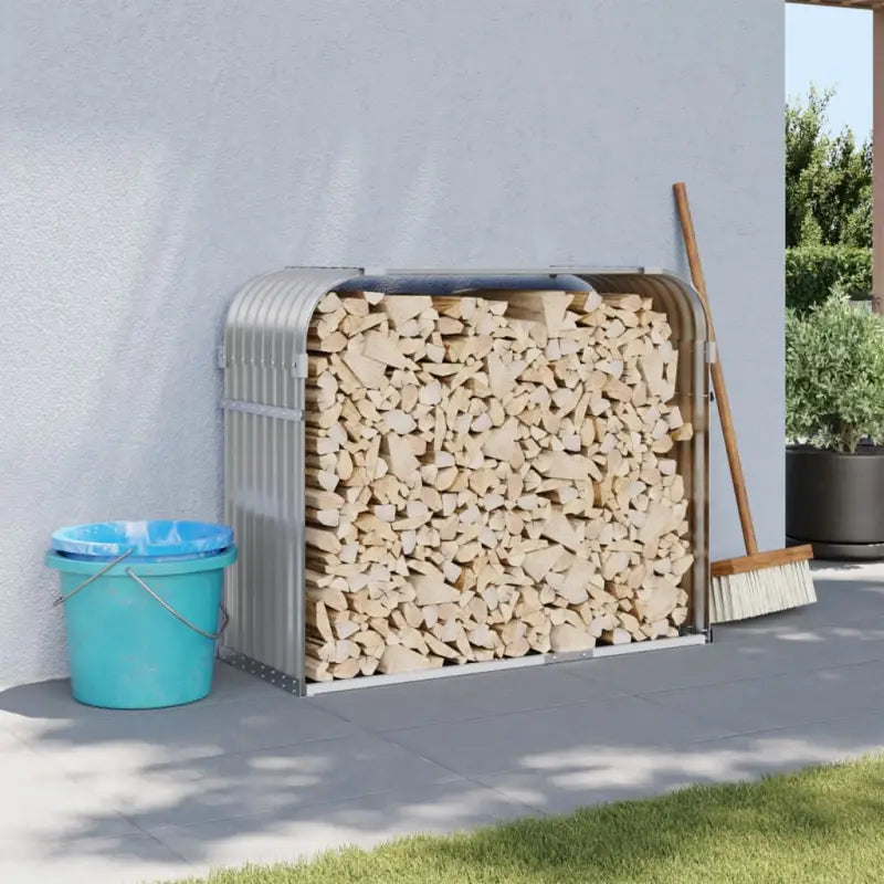 Houtblokhouder van gegalvaniseerd staal voor nette opslag - Lichtgrijs / 120 x 45 x 100 cm - Brandhoutrekken
