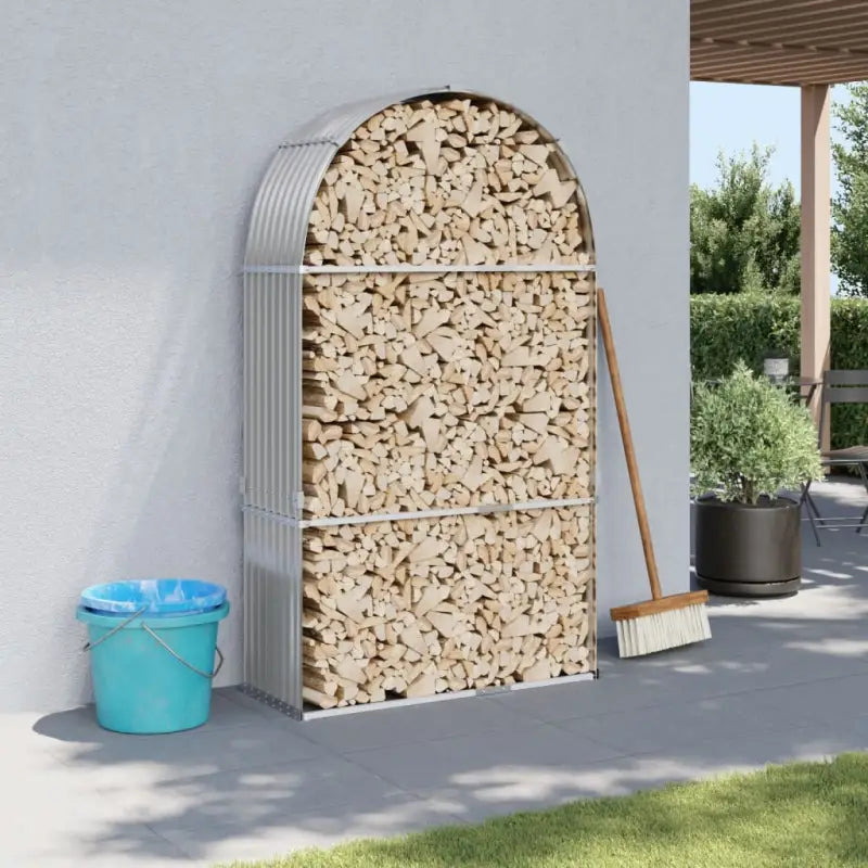 Houtblokhouder van gegalvaniseerd staal voor nette opslag - Lichtgrijs / 120 x 45 x 210 cm - Brandhoutrekken