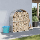 Houtblokhouder van gegalvaniseerd staal voor nette opslag - Lichtgrijs / 120 x 45 x 140 cm - Brandhoutrekken
