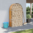 Houtblokhouder van gegalvaniseerd staal voor nette opslag - wood look / 120 x 45 x 210 cm - Brandhoutrekken