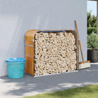 Houtblokhouder van gegalvaniseerd staal voor nette opslag - wood look / 120 x 45 x 100 cm - Brandhoutrekken