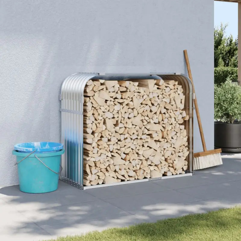 Houtblokhouder van gegalvaniseerd staal voor nette opslag - Zilver / 120 x 45 x 100 cm - Brandhoutrekken