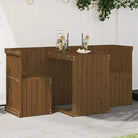 Houten balkonset van massief grenenhout met trendy uitstraling - Honingbruin grenenhout - Tuinsets