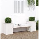 Houten bankje met massief grenenhout en ingebouwde plantenbakken - Wit grenenhout / 1 - Tuinbanken