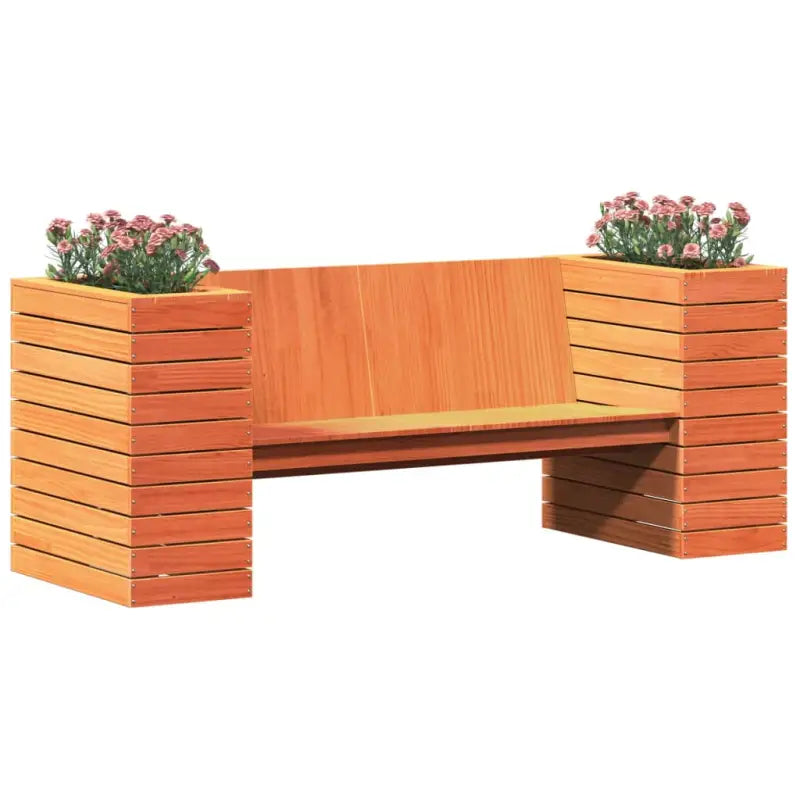 Houten bankje met plantenbakken van massief grenenhout voor tuin - Loungebanken