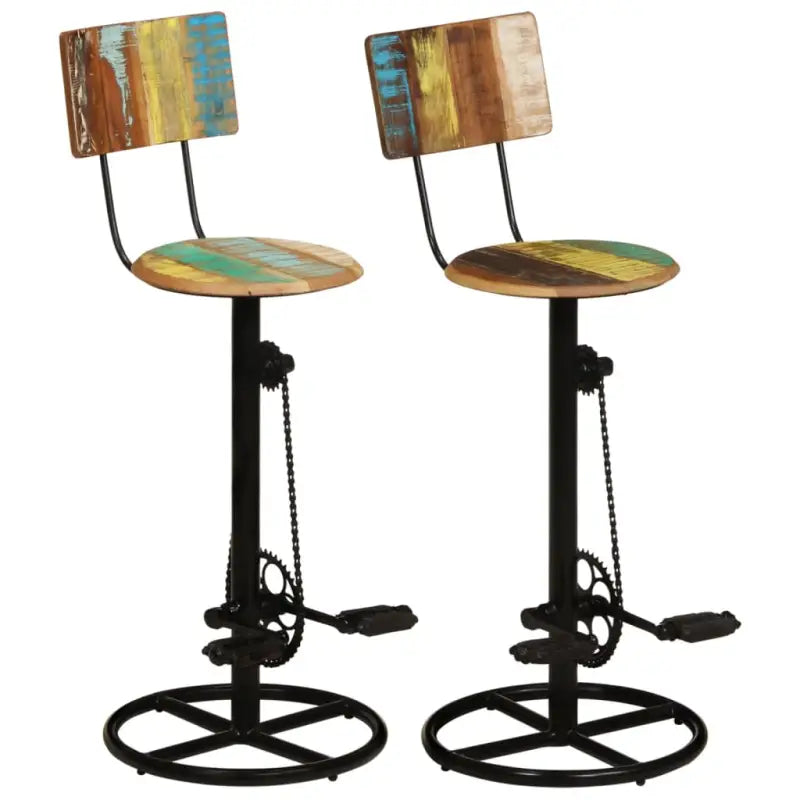 Houten barkrukken van massief gerecycled hout voor een tijdloos interieur - Multikleur / 44 x 44 x 112 cm / 2