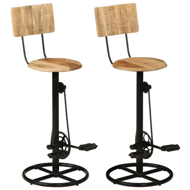 Houten barkrukken van massief gerecycled hout voor een tijdloos interieur - Bruin / 44 x 44 x 112 cm / 2 - Barkrukken