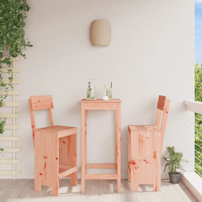 Houten barkrukken van massief grenenhout voor terras of balkon - Natuurlijk douglashout / 40 x 48.5 x 115.5 cm / 2