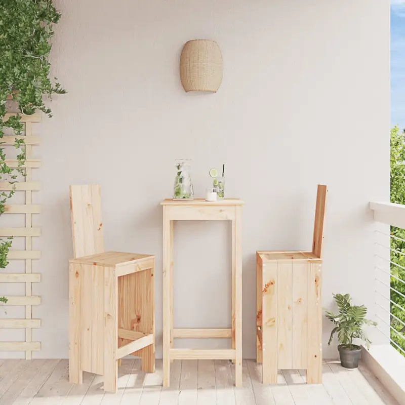 Houten barkrukken van massief grenenhout voor terras of balkon - Natuurlijk grenenhout / 40 x 42 x 120 cm / 2
