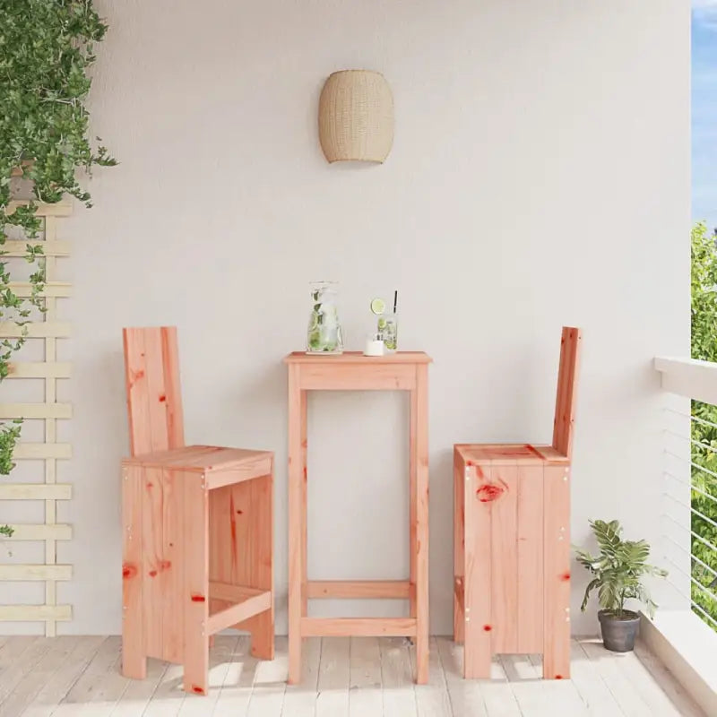 Houten barkrukken van massief grenenhout voor terras of balkon - Natuurlijk douglashout / 40 x 42 x 120 cm / 2