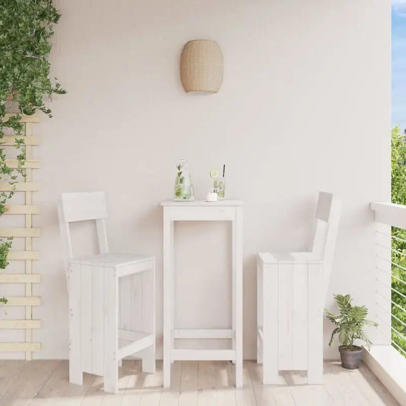 Houten barkrukken van massief grenenhout voor terras of balkon - Wit grenenhout / 40 x 48.5 x 115.5 cm / 2 - Tuinstoelen