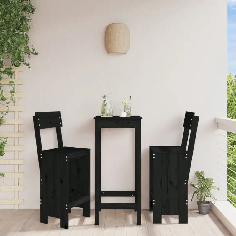 Houten barkrukken van massief grenenhout voor terras of balkon - Zwart grenenhout / 40 x 48.5 x 115.5 cm / 2