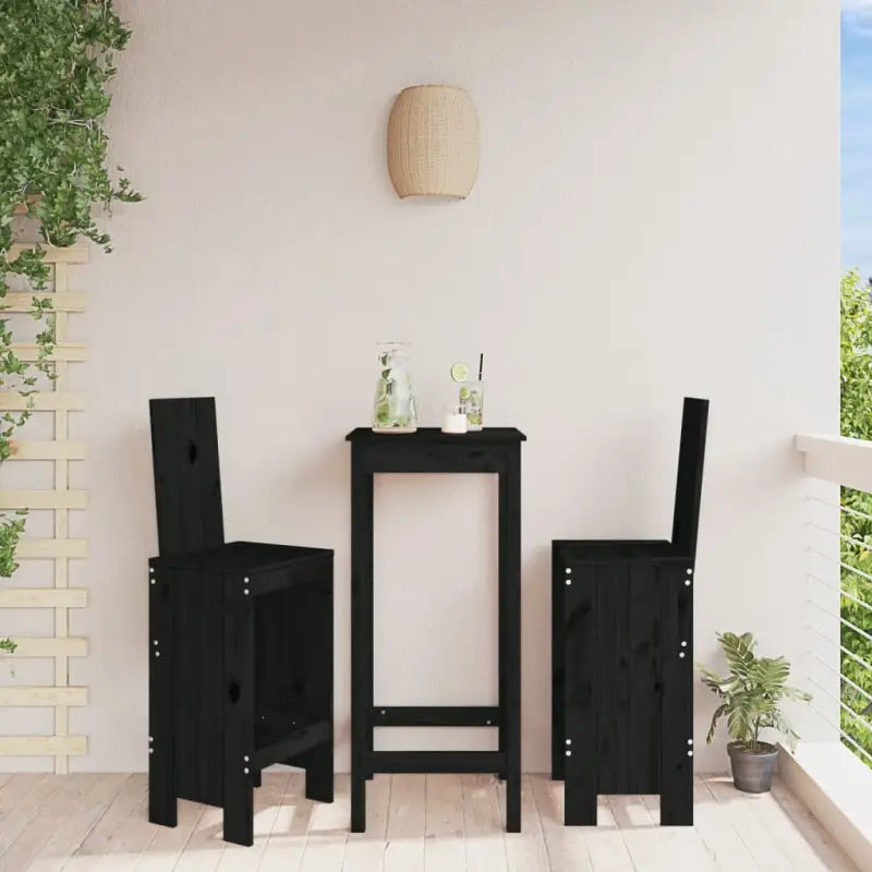 Houten barkrukken van massief grenenhout voor terras of balkon - Zwart grenenhout / 40 x 42 x 120 cm / 2 - Tuinstoelen