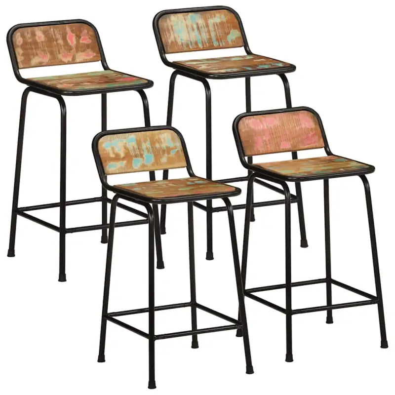 Houten barkrukken van massief mangohout voor gezellige momenten - 46 x 35.5 x 80 cm / 4 / massief gerecycled hout