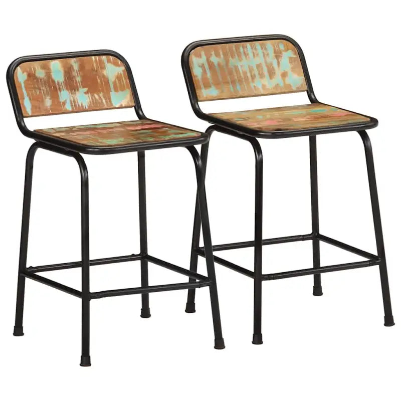 Houten barkrukken van massief mangohout voor gezellige momenten - 46 x 35.5 x 70 cm / 2 / massief gerecycled hout