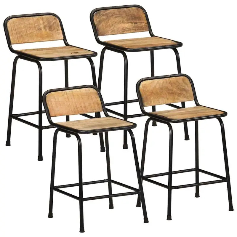 Houten barkrukken van massief mangohout voor gezellige momenten - 46 x 35.5 x 70 cm / 4 / Massief ruw mangohout