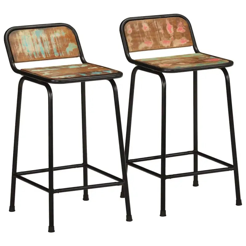 Houten barkrukken van massief mangohout voor gezellige momenten - 46 x 35.5 x 80 cm / 2 / massief gerecycled hout