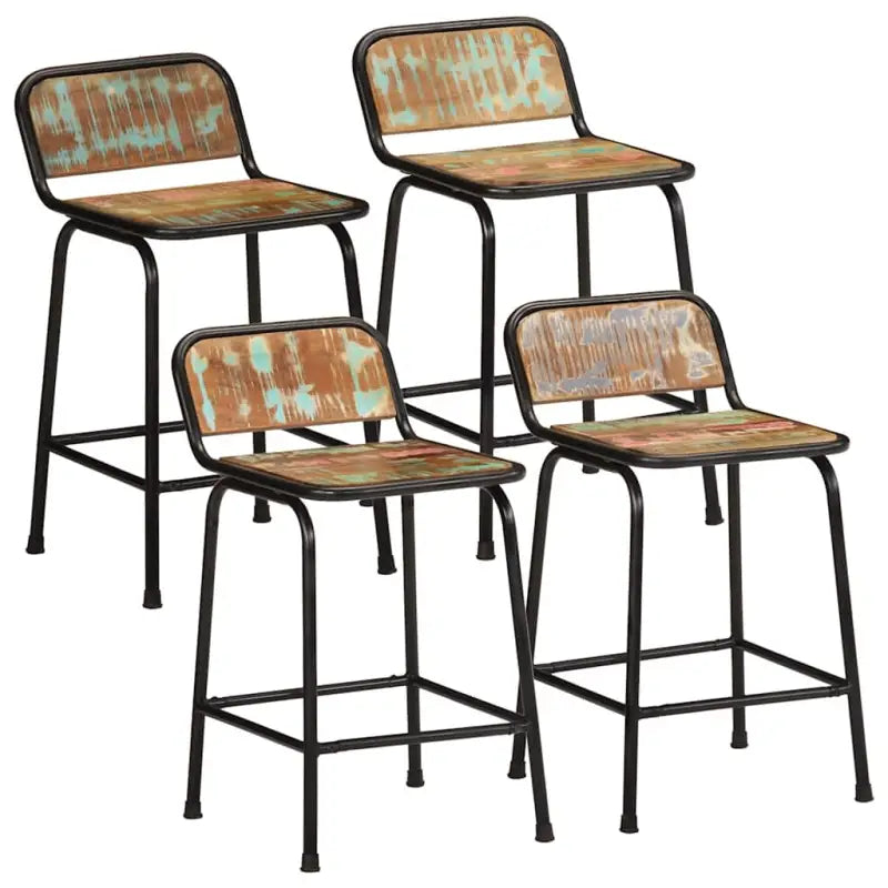 Houten barkrukken van massief mangohout voor gezellige momenten - 46 x 35.5 x 70 cm / 4 / massief gerecycled hout