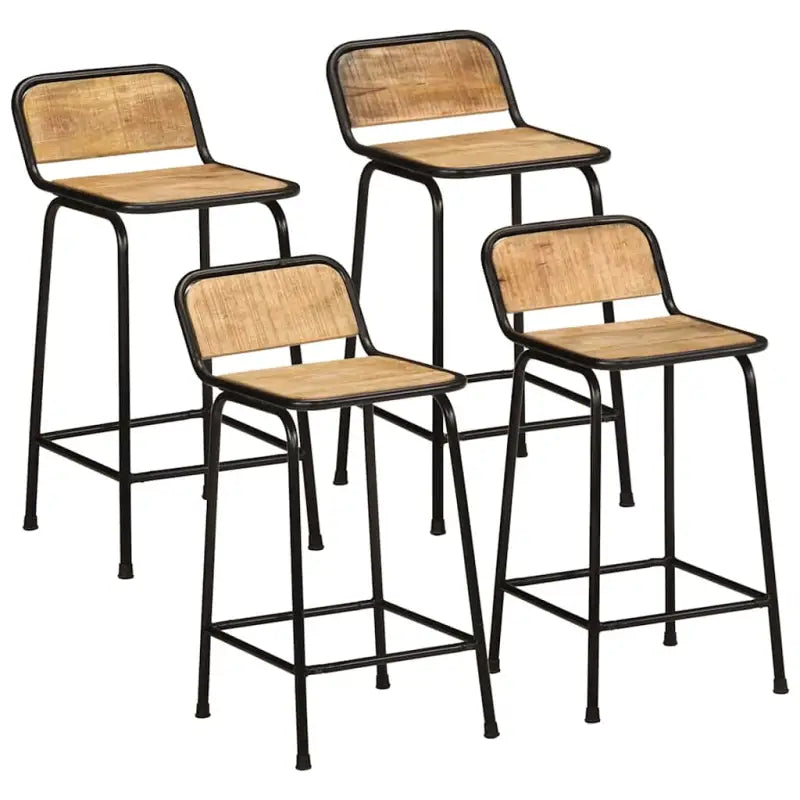 Houten barkrukken van massief mangohout voor gezellige momenten - 46 x 35.5 x 80 cm / 4 / Massief ruw mangohout
