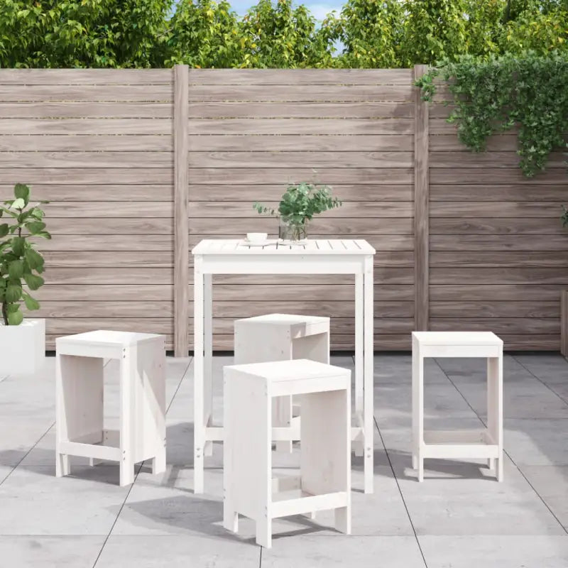 Houten barset van massief douglashout voor buiten genieten - Wit grenenhout - Tuinsets