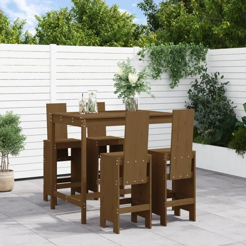 Houten barset van massief grenenhout voor gezellige buitenmomenten - Honingbruin grenenhout - Tuinsets