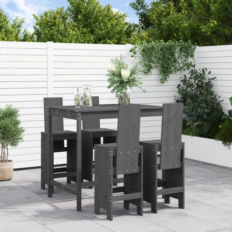 Houten barset van massief grenenhout voor gezellige buitenmomenten - Grijs grenenhout - Tuinsets