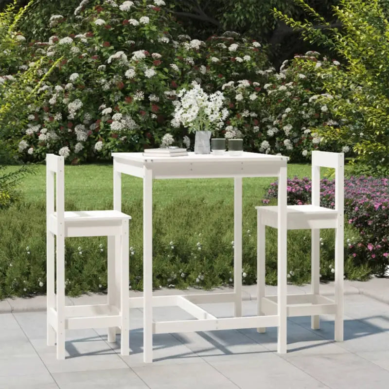 Houten barset van massief grenenhout voor gezellige tuinmomenten - Wit - Tuinsets