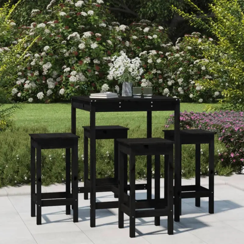Houten barset van massief grenenhout voor tuin en terras - Zwart - Tuinsets
