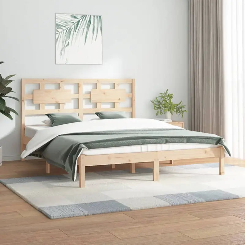 Houten bedframe met hoofdeinde van massief Grenenhout levering bevat - Naturel / 150 x 200 cm - Bedden & bedframes