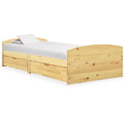 Houten bedframe met lades van massief grenenhout inclusief levering - Bruin - Bedden & bedframes