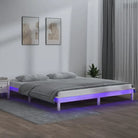 Houten bedframe met LED-verlichting van massief grenenhout - Wit / 140 x 190 cm - Bedden & bedframes