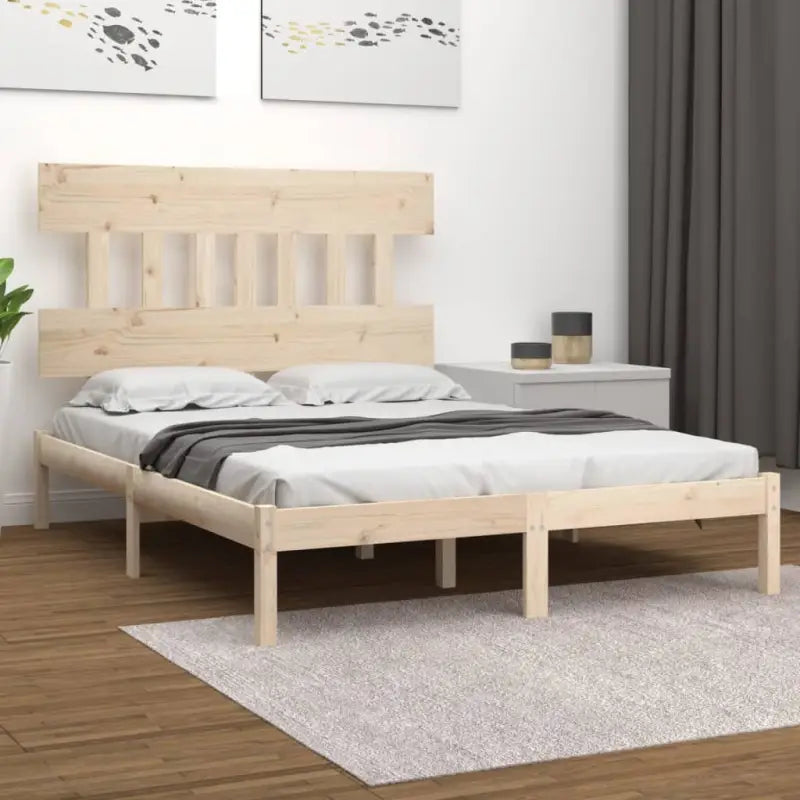 Houten bedframe met massief grenenhout en tijdloos ontwerp - Naturel / 120 x 190 cm - Bedden & bedframes