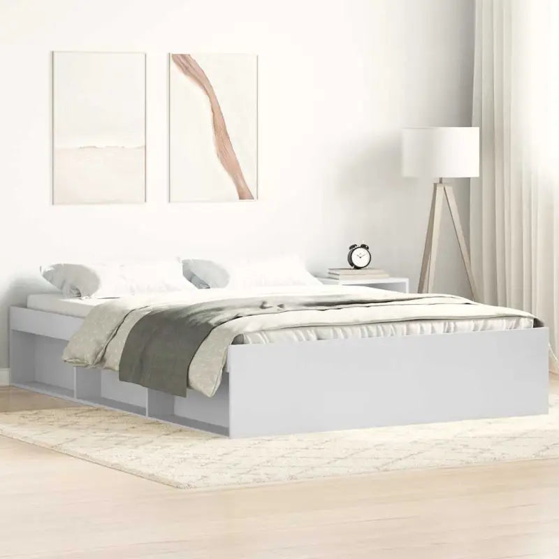 Houten bedframe met multiplex lattenbodem voor een moderne slaapkamer - Wit / 120 x 190 cm - Bedden & bedframes