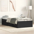 Houten bedframe met multiplex lattenbodem voor een moderne slaapkamer - Zwart / 75 x 190 cm - Bedden & bedframes
