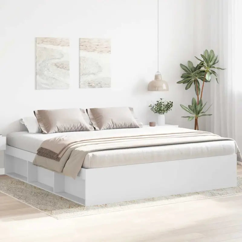 Houten bedframe met multiplex lattenbodem voor een moderne slaapkamer - Wit / 180 x 200 cm - Bedden & bedframes