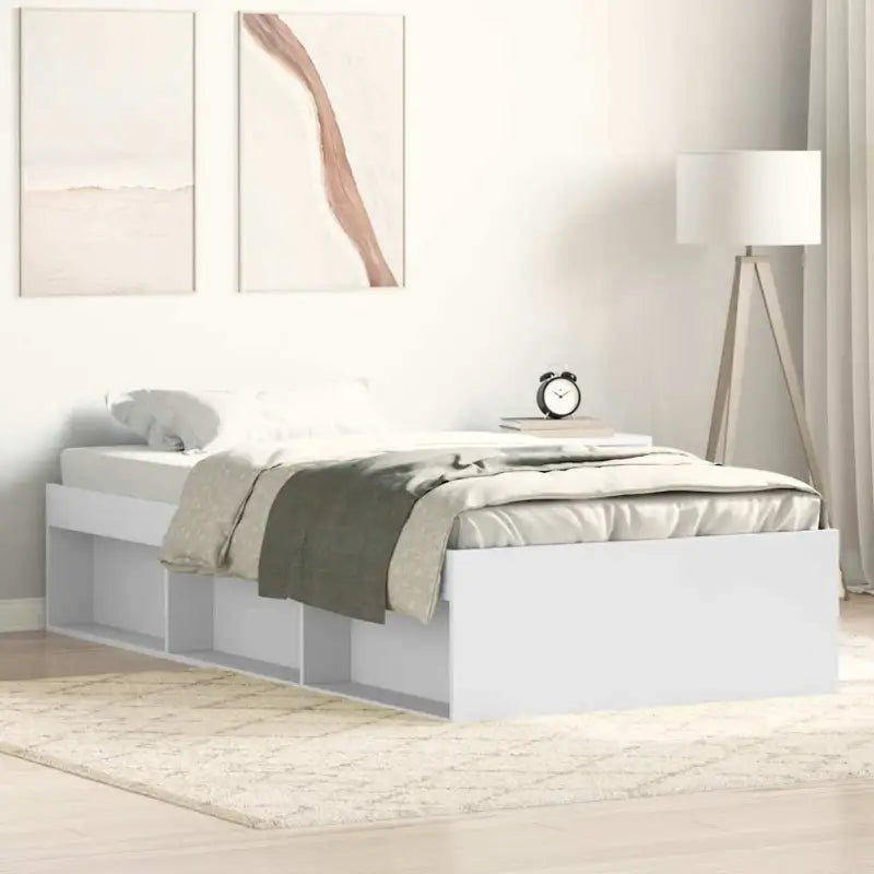 Houten bedframe met multiplex lattenbodem voor een moderne slaapkamer - Wit / 90 x 190 cm - Bedden & bedframes