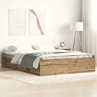 Houten bedframe met multiplex lattenbodem voor een moderne slaapkamer - artisanaal eikenkleurig / 120 x 190 cm - Bedden