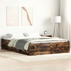 Houten bedframe met multiplex lattenbodem voor een moderne slaapkamer - Gerookt eiken / 140 x 200 cm - Bedden &