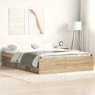 Houten bedframe met multiplex lattenbodem voor een moderne slaapkamer - Sonoma eiken / 120 x 190 cm - Bedden & bedframes