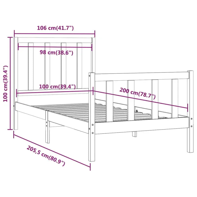 Houten bedframe met tijdloos ontwerp in massief grenenhout - Bedden & bedframes