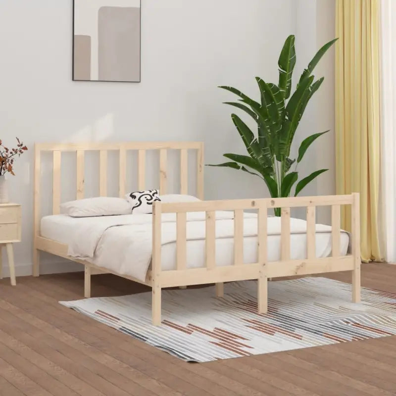 Houten bedframe met tijdloos ontwerp in massief grenenhout - Naturel / 120 x 200 cm - Bedden & bedframes