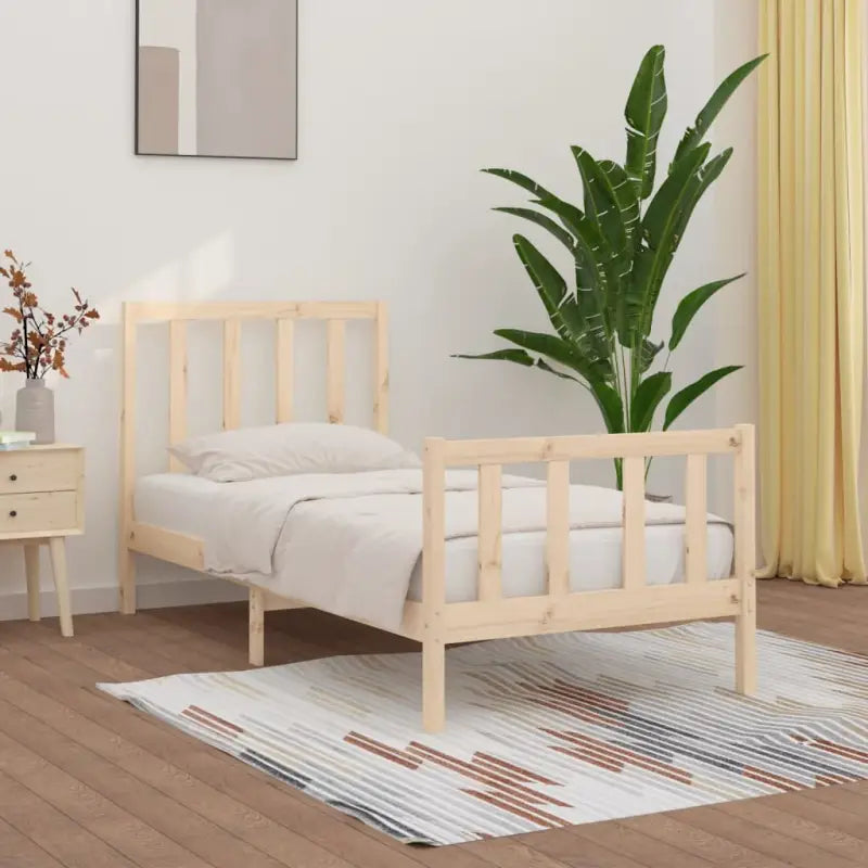 Houten bedframe met tijdloos ontwerp in massief grenenhout - Naturel / 100 x 200 cm - Bedden & bedframes