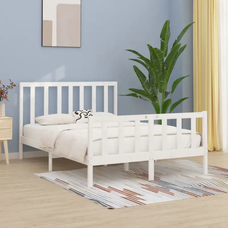 Houten bedframe met tijdloos ontwerp in massief grenenhout - Wit / 160 x 200 cm - Bedden & bedframes